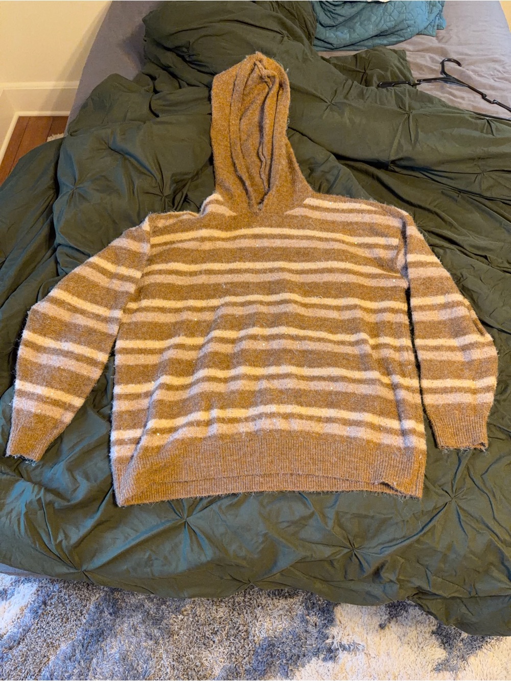 Nine West Striped Hooded Sweater with Sequins